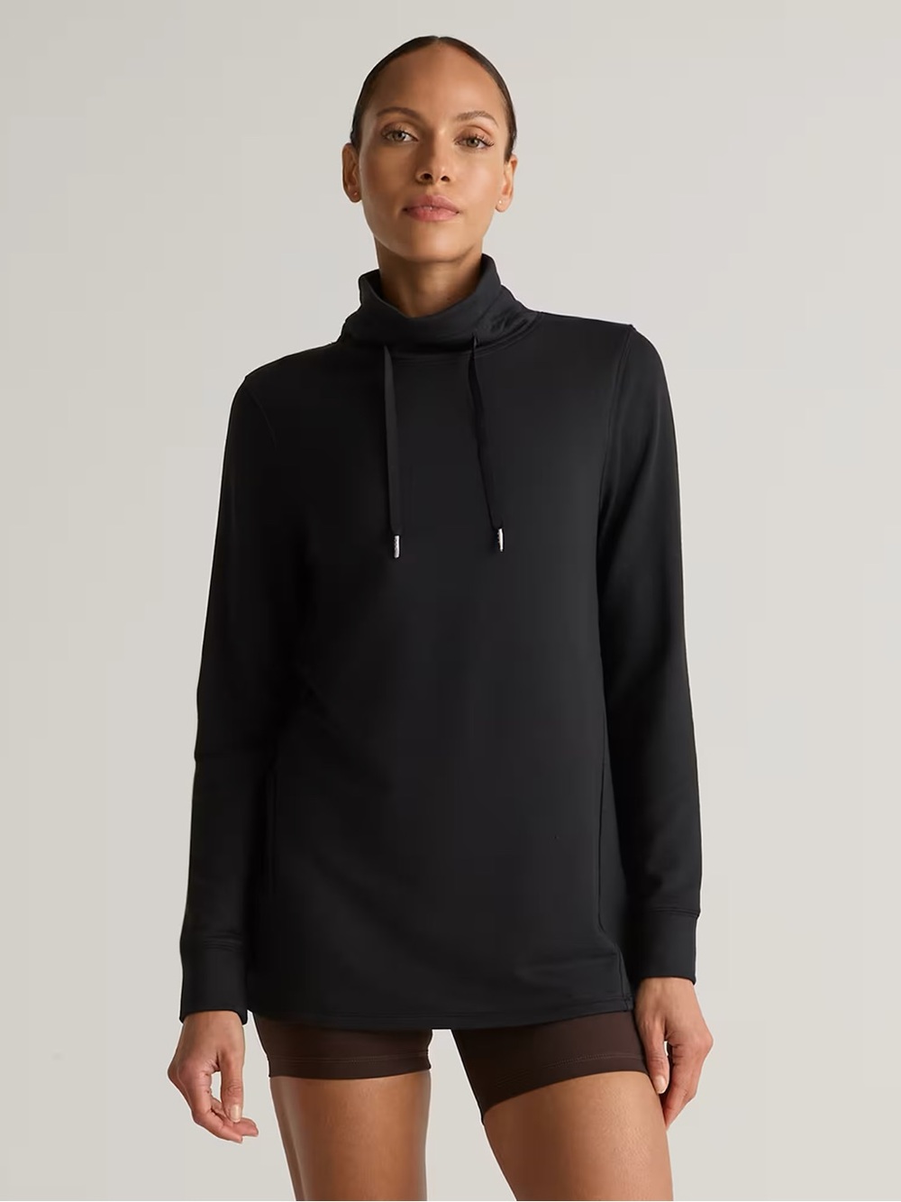 Quince SuperSoft Fleece Mock Neck Pullover - Black Size XS (Like New)